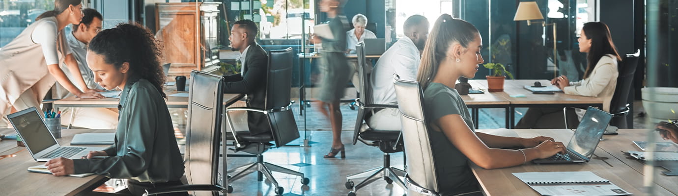 employees working in work space