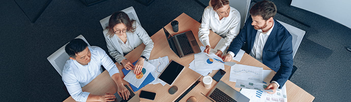 employees discussing with each other