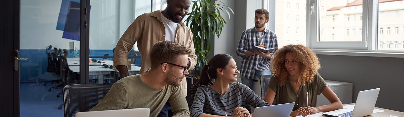 a team working at a desk