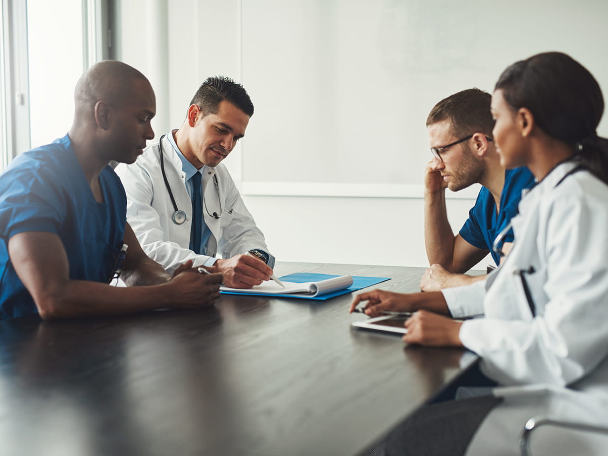 workers in a healthcare setting