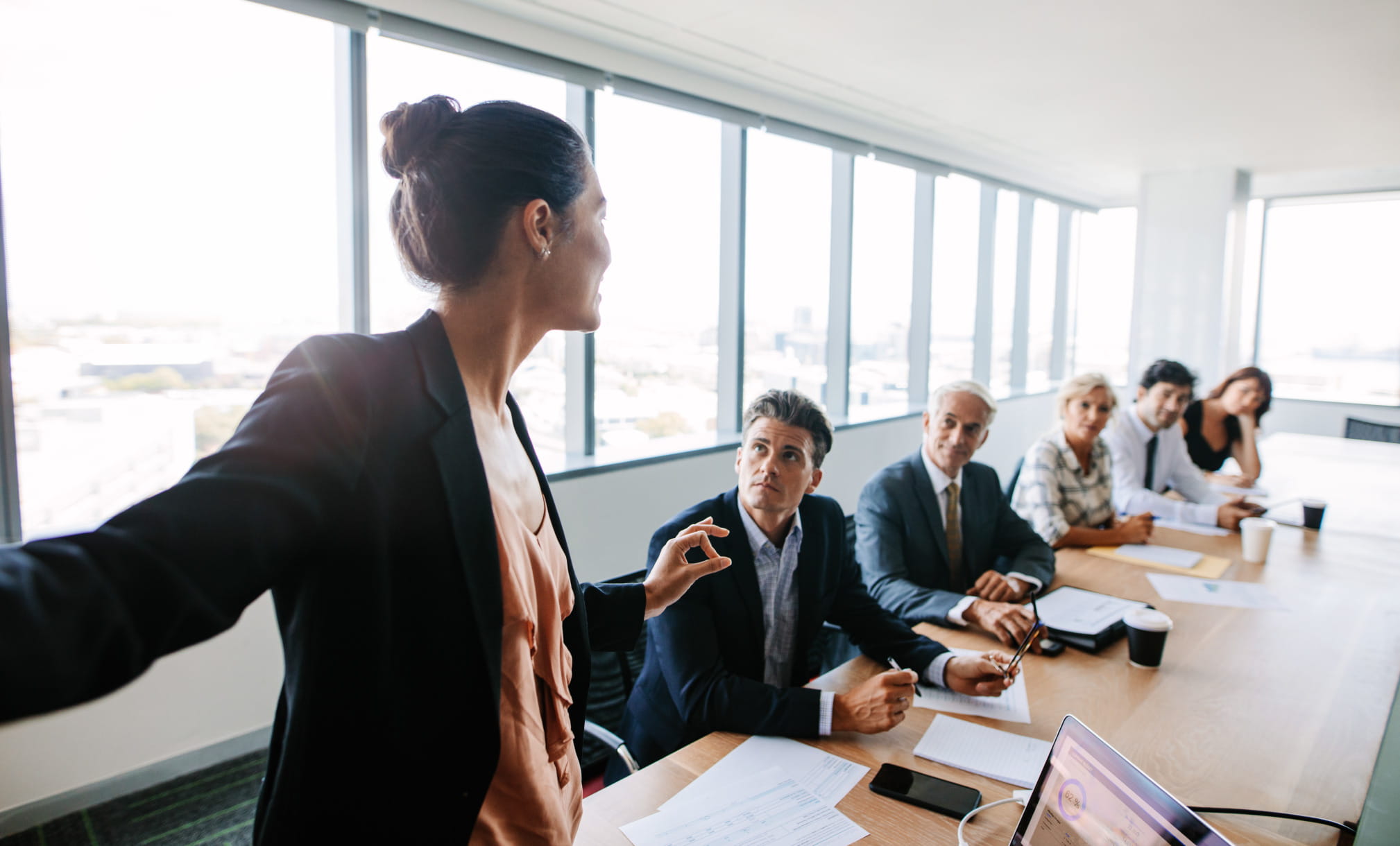Employees training in meeting room