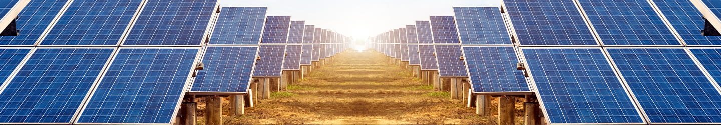 two rows of solar panels