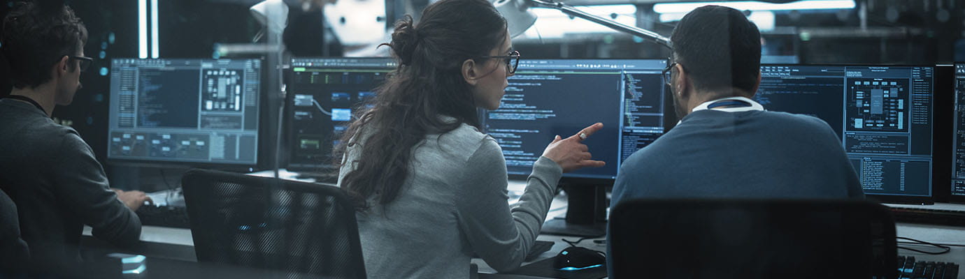 a cybersecurity team working in a shared office