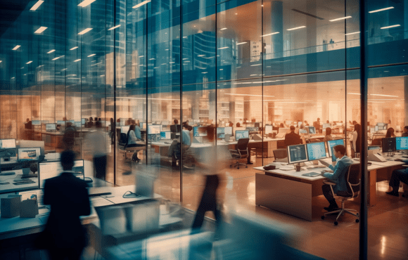 the interior of an office building